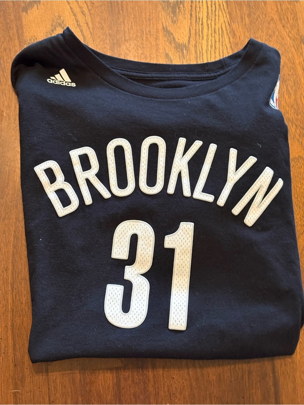 adidas Navy Short Sleeve Tee with White 'BROOKLYN 31' Graphic